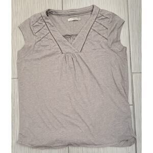 prAna V-Neck Novelle Top Gray Size Large Organic Cotton/Recycled Polyester